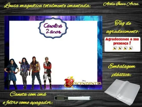 Lousa Magnética os Descendentes com Embalagem