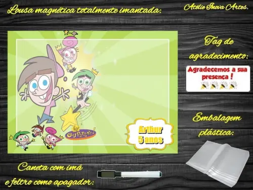 Lousa Magnética Padrinhos Mágicos com Embalagem