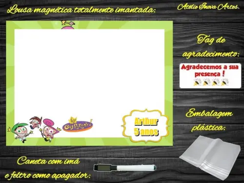 Lousa Magnética Padrinhos Mágicos com Embalagem