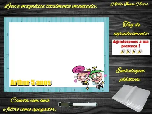 Lousa Magnética Padrinhos Mágicos com Embalagem