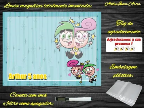 Lousa Magnética Padrinhos Mágicos com Embalagem