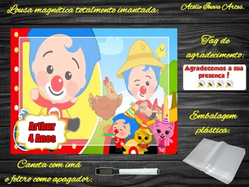 Lousa Magnética Palhaço Plim Plim com Embalagem