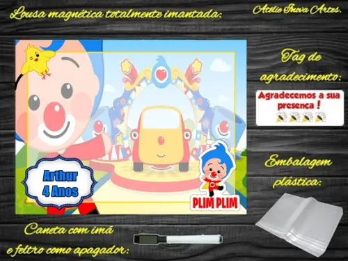 Lousa Magnética Palhaço Plim Plim com Embalagem