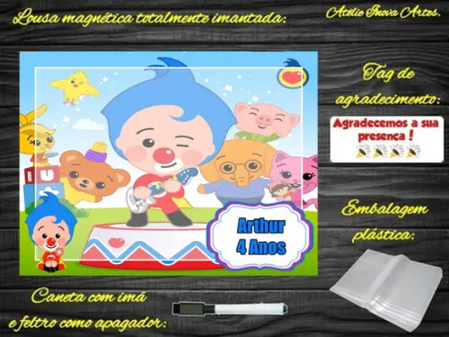 Lousa Magnética Palhaço Plim Plim com Embalagem
