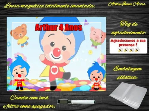 Lousa Magnética Palhaço Plim Plim com Embalagem
