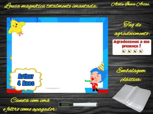 Lousa Magnética Palhaço Plim Plim com Embalagem