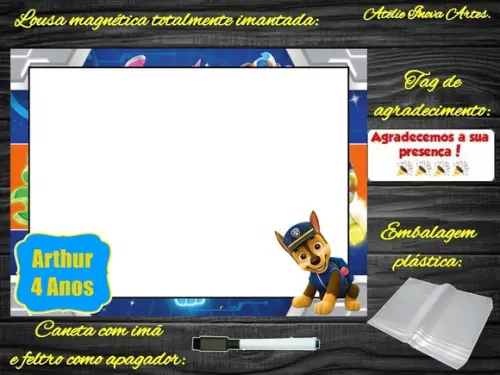 Lousa Magnética Patrulha Canina com Embalagem