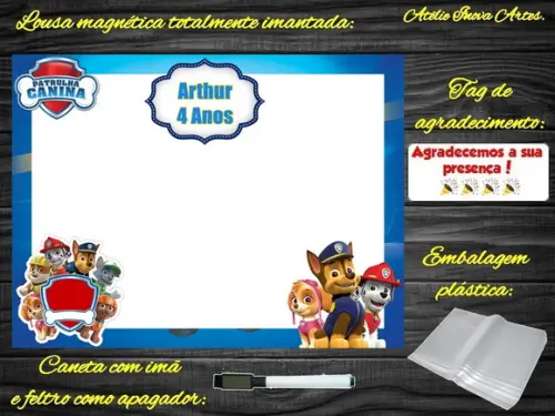 Lousa Magnética Patrulha Canina com Embalagem