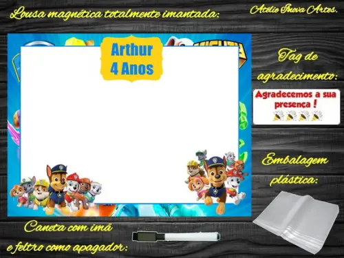 Lousa Magnética Patrulha Canina com Embalagem