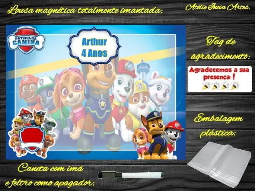 Lousa Magnética Patrulha Canina com Embalagem