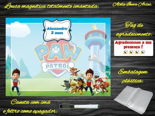 Lousa Magnética Patrulha Canina com Embalagem