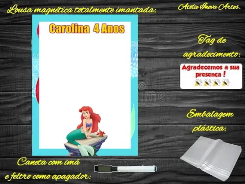 Lousa Magnética Pequena Sereia com Embalagem