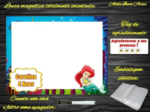 Lousa Magnética Pequena Sereia com Embalagem