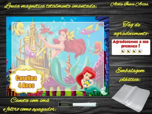 Lousa Magnética Pequena Sereia com Embalagem