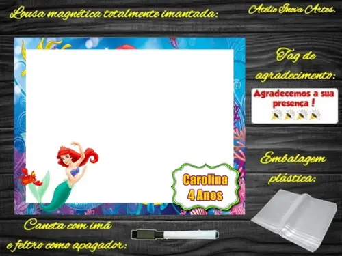 Lousa Magnética Pequena Sereia com Embalagem