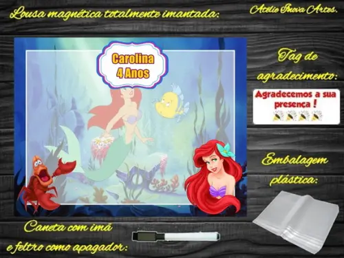 Lousa Magnética Pequena Sereia com Embalagem