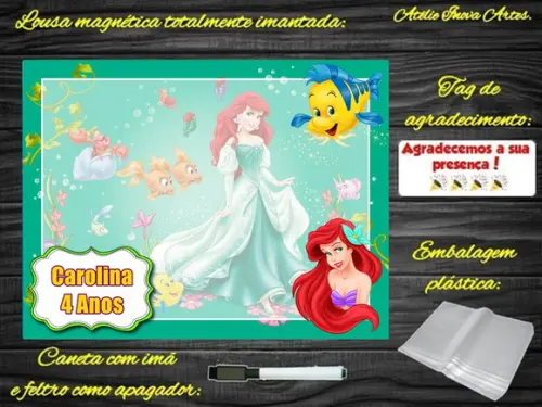 Lousa Magnética Pequena Sereia com Embalagem
