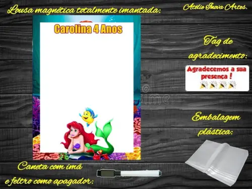Lousa Magnética Pequena Sereia com Embalagem