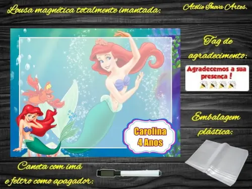 Lousa Magnética Pequena Sereia com Embalagem