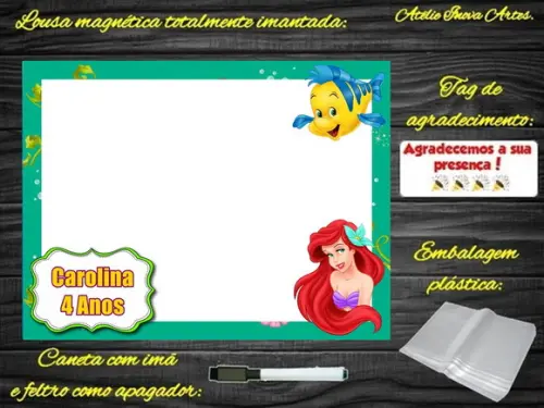 Lousa Magnética Pequena Sereia com Embalagem