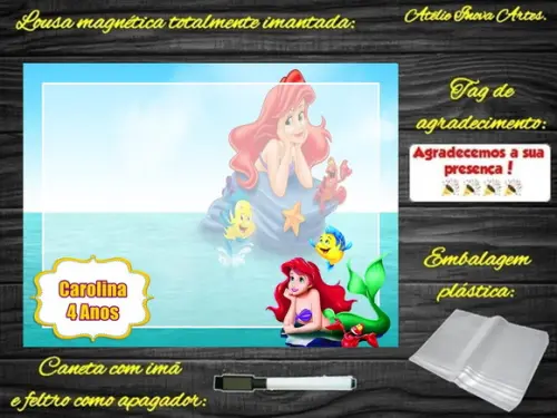 Lousa Magnética Pequena Sereia com Embalagem