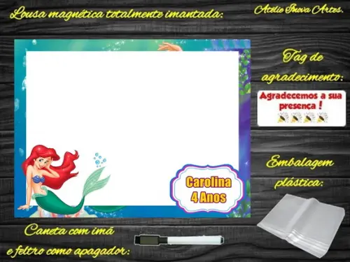 Lousa Magnética Pequena Sereia com Embalagem