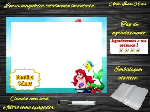 Lousa Magnética Pequena Sereia com Embalagem