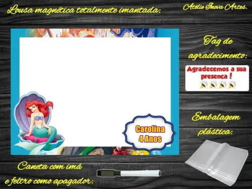 Lousa Magnética Pequena Sereia com Embalagem