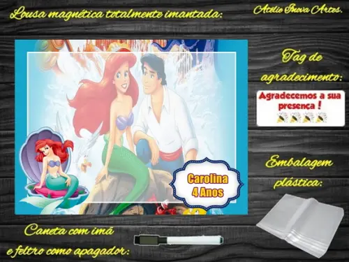Lousa Magnética Pequena Sereia com Embalagem