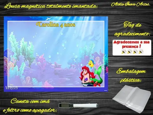 Lousa Magnética Pequena Sereia com Embalagem