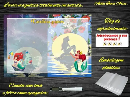 Lousa Magnética Pequena Sereia com Embalagem