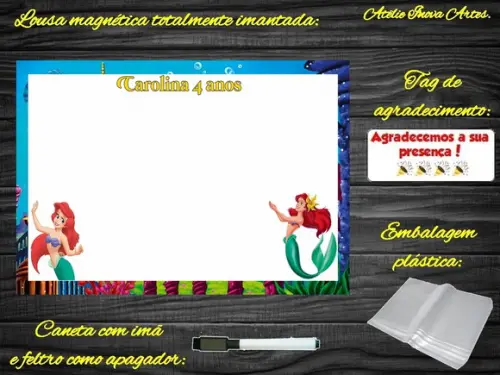 Lousa Magnética Pequena Sereia com Embalagem