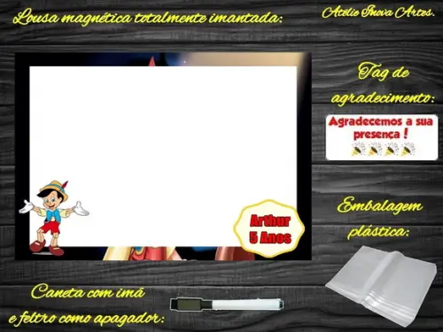 Lousa Magnética Pinóquio com Embalagem