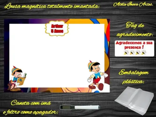 Lousa Magnética Pinóquio com Embalagem
