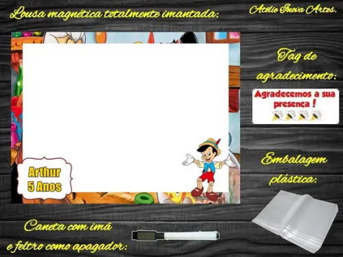 Lousa Magnética Pinóquio com Embalagem