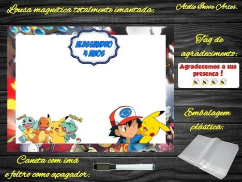 Lousa Magnética Pokemon com Embalagem