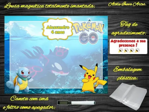 Lousa Magnética Pokemon com Embalagem