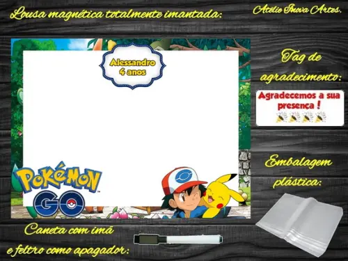 Lousa Magnética Pokemon com Embalagem