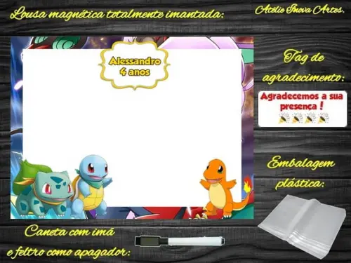 Lousa Magnética Pokemon com Embalagem