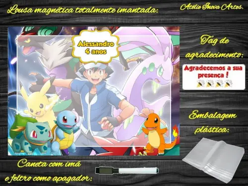 Lousa Magnética Pokemon com Embalagem