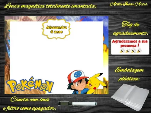 Lousa Magnética Pokemon com Embalagem