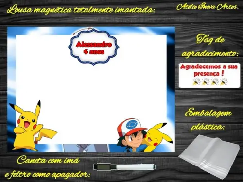 Lousa Magnética Pokemon com Embalagem