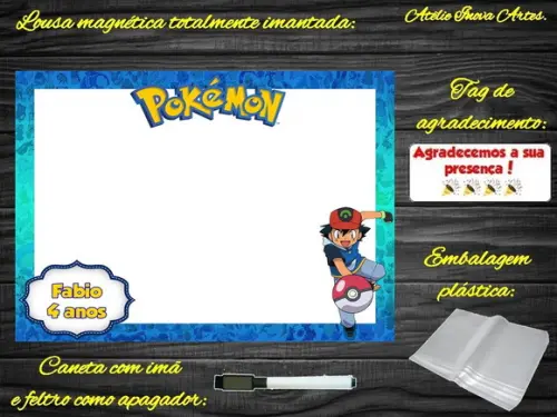 Lousa Magnética Pokemon com Embalagem