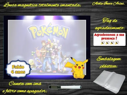 Lousa Magnética Pokemon com Embalagem