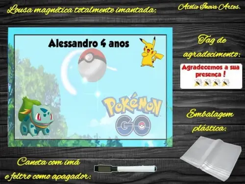 Lousa Magnética Pokemon com Embalagem