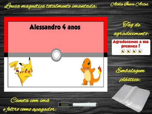 Lousa Magnética Pokemon com Embalagem