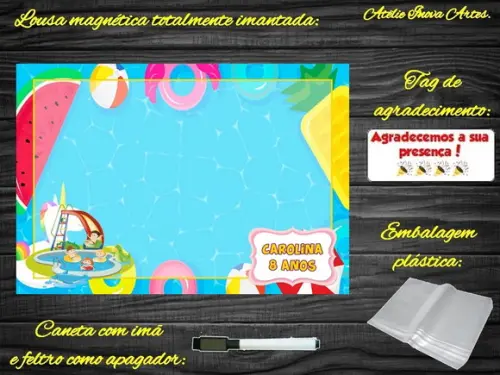 Lousa Magnética Pool Party com Embalagem