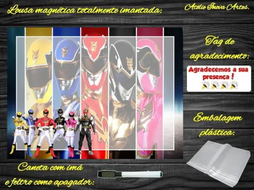 Lousa Magnética Power Rangers com Embalagem