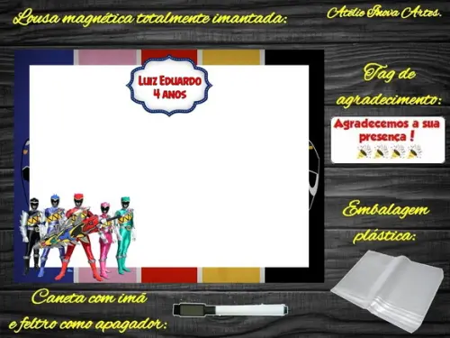 Lousa Magnética Power Rangers com Embalagem