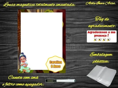 Lousa Magnética Princesa e o Sapo com Embalagem